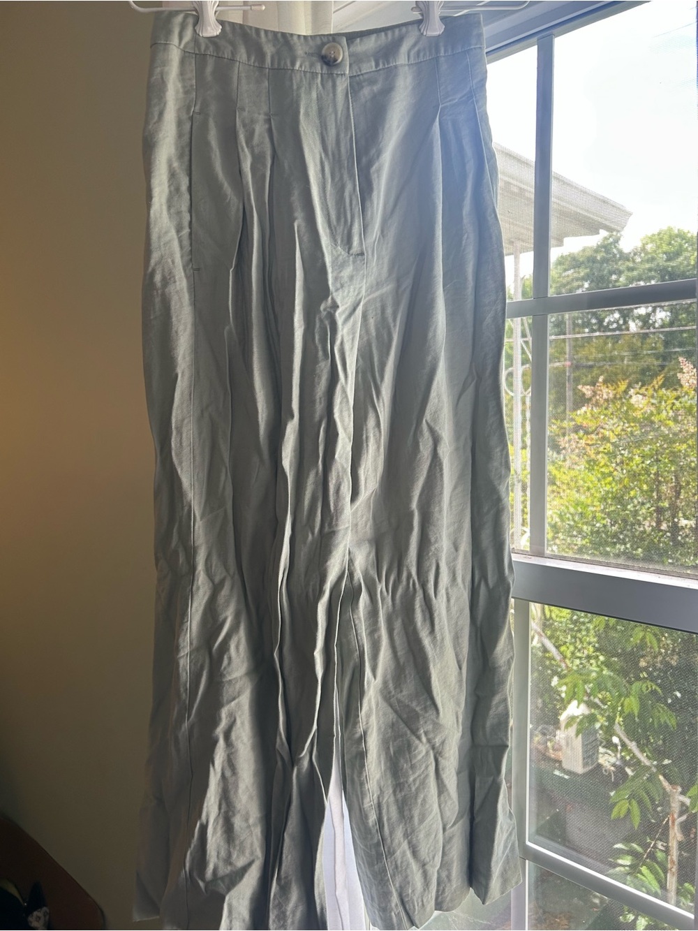 Topshop Wide Leg Pants Light Sage Green